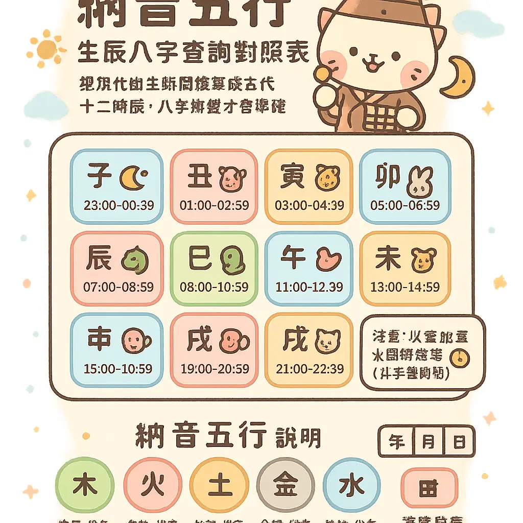 生辰八字查詢對照表 - 納音五行